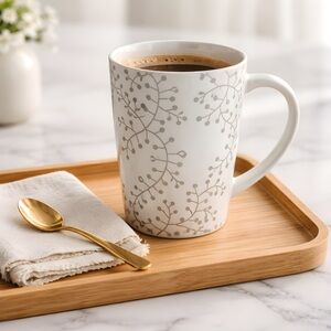 DAVIDsTEA Silver Berries Holiday Pattern with Aqua Interior Mug